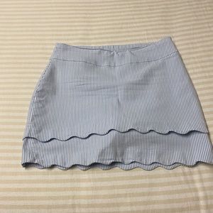Crown & Ivy Scalloped Hem “Seersucker” Skort